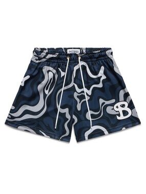 BKTSQD Navy & Gray Swirl Athletic Shorts